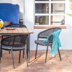 Kalama 6 Seat Rectangular Dining Set with Teak Table in Charcoal