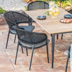 Kalama 6 Seat Rectangular Dining Set with Teak Table in Charcoal