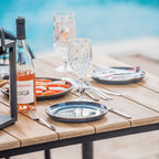 Kalama 6 Seat Rectangular Dining Set with Teak Table in Charcoal