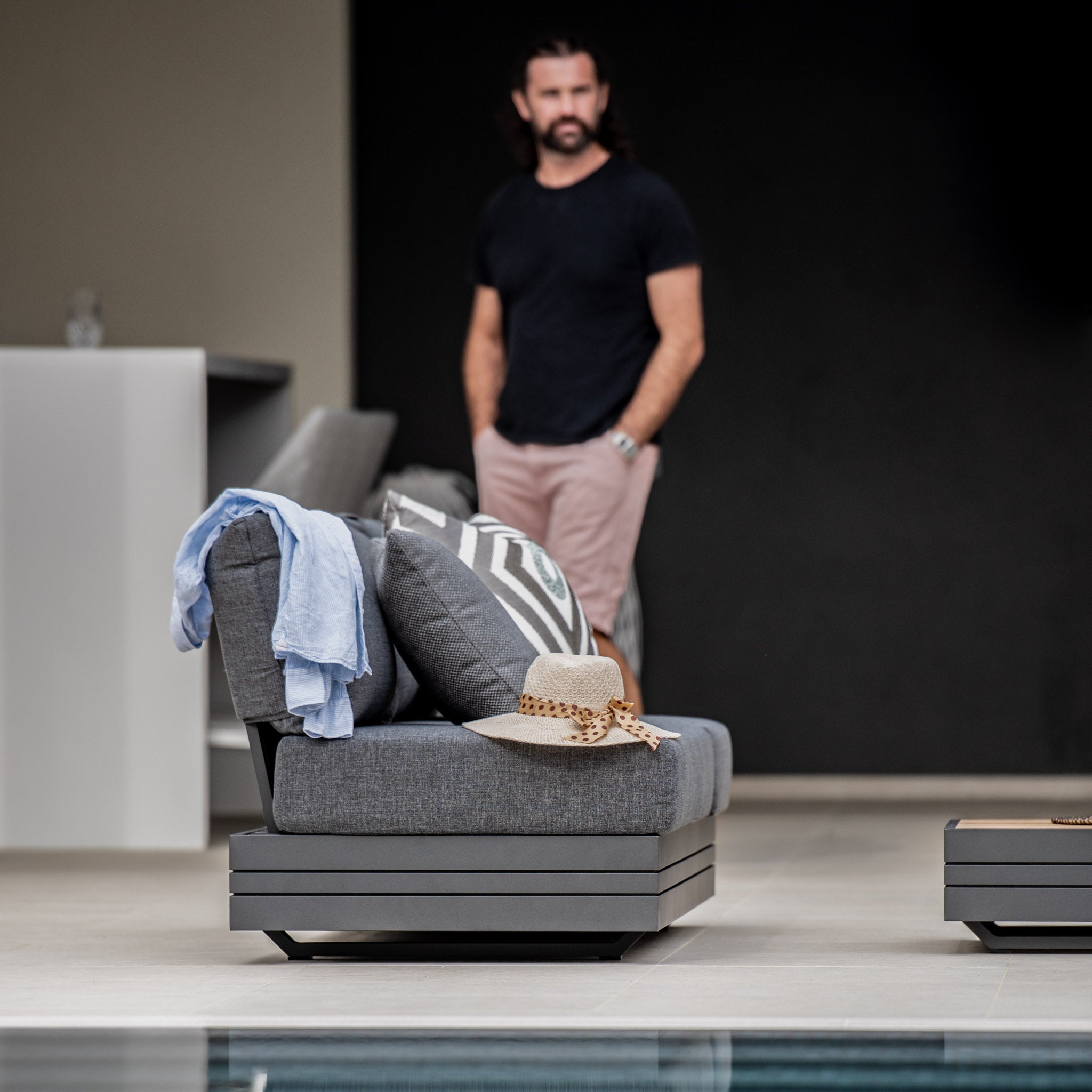 Panama 3 Seat Sofa with Sun Lounger Feature in Charcoal