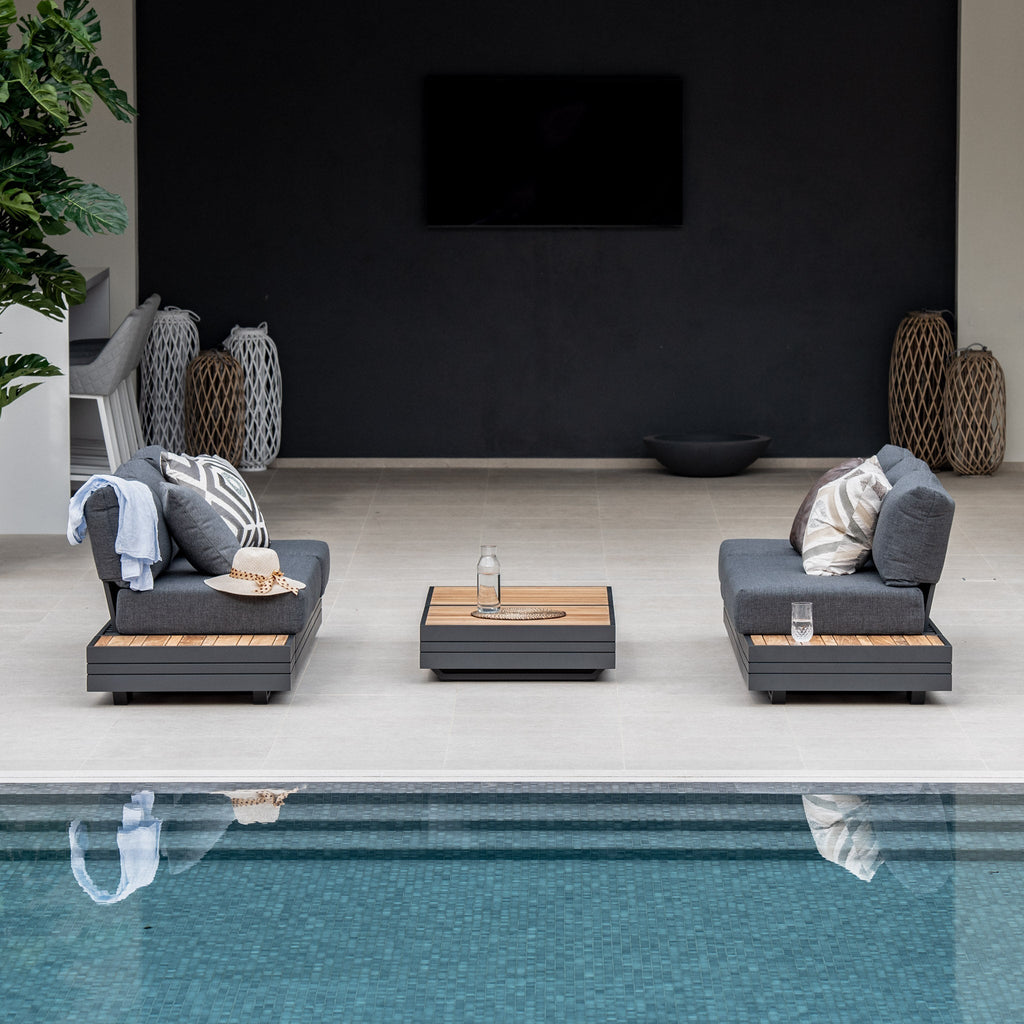 Panama 3 Seat Sofa with Sun Lounger Feature in Charcoal