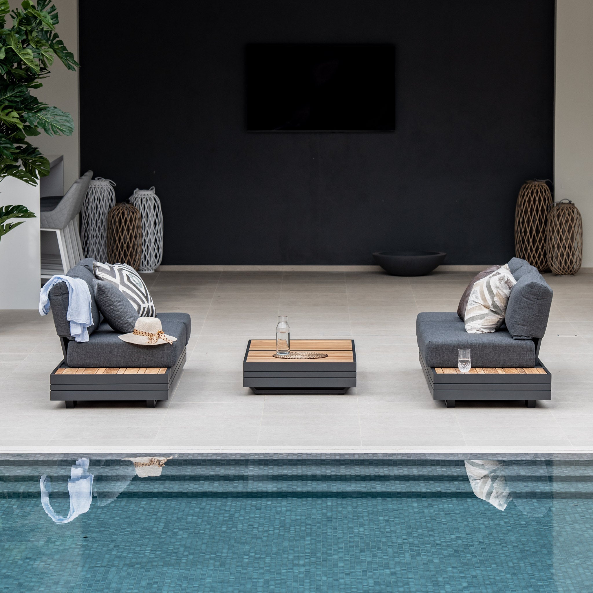 Panama 3 Seat Sofa with Sun Lounger Feature in Charcoal