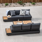 Panama 3 Seat Sofa with Sun Lounger Feature in Charcoal