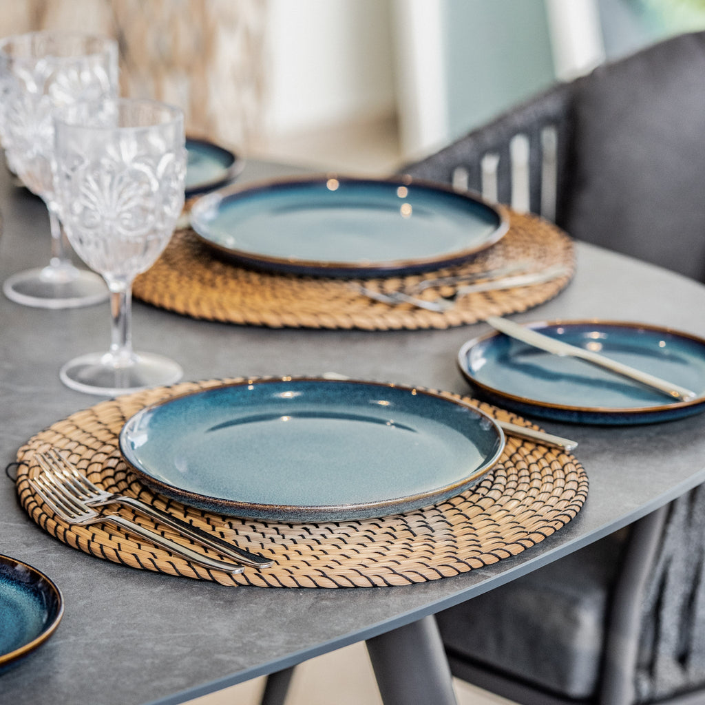 Monterrey 8 Seat Rope Dining Set with Oval Ceramic Table in Grey