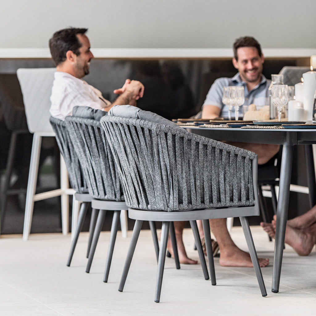 Monterrey 8 Seat Rope Dining Set with Oval Ceramic Table in Grey