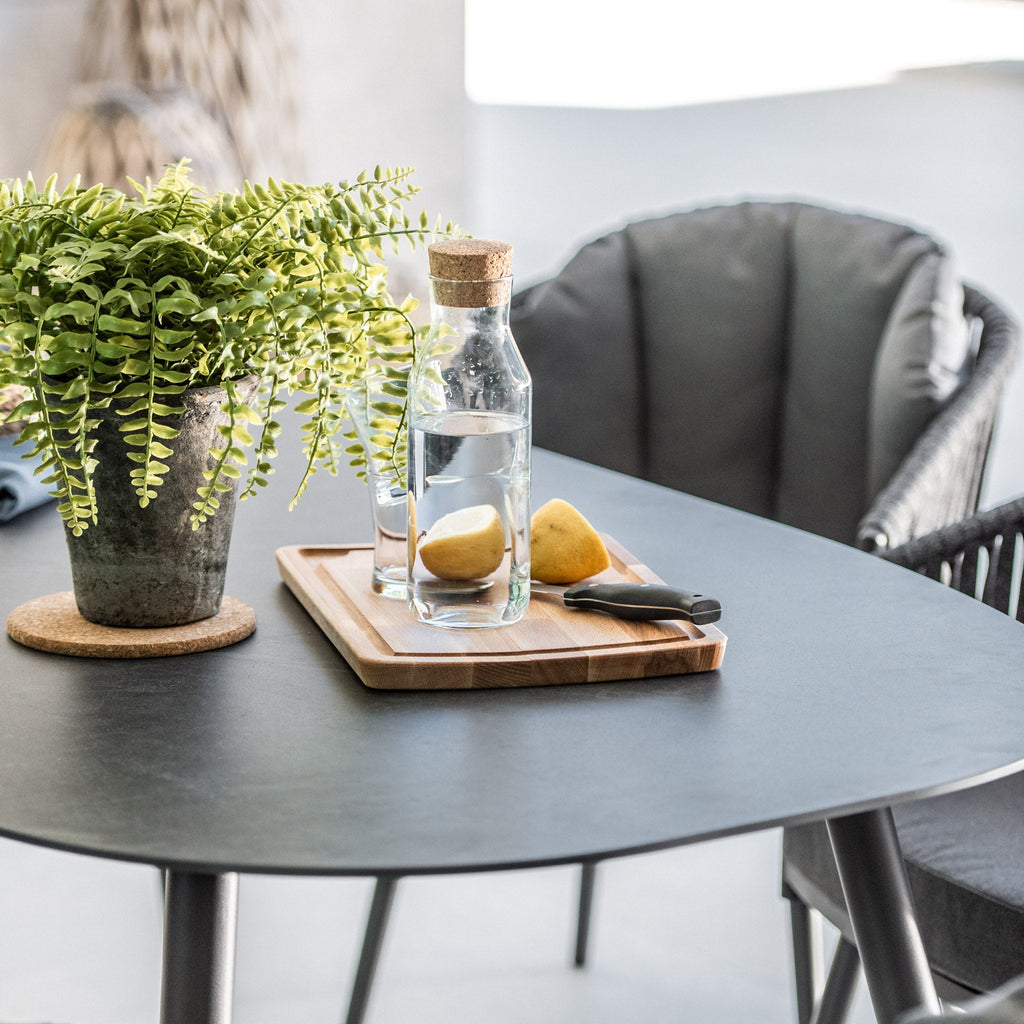Monterrey 6 Seat Rope Dining Set with Oval Ceramic Table in Grey