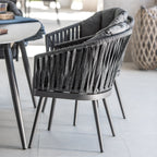 Monterrey 6 Seat Rope Dining Set with Oval Ceramic Table in Grey