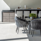 Monterrey 6 Seat Rope Dining Set with Oval Ceramic Table in Grey