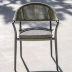 Cloverly 6 Seat Rope Oval Dining Set with Ceramic Table in Olive Green
