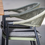 Cloverly 6 Seat Rectangular Dining with Teak Table in Olive Green