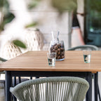 Cloverly 6 Seat Rectangular Dining with Teak Table in Olive Green