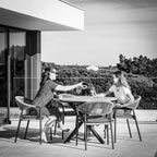 Cloverly 4 Seat Round Dining Set with Teak Table Top in Charcoal
