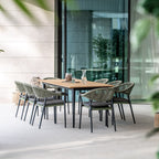 Cloverly 8 Seat Rectangular Dining with Teak Table in Olive Green