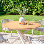 Cloverly 4 Seat Round Dining Set with Teak Table Top in Latte