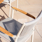 Tellaro 4 Seat Round Dining Set with Teak Table in Latte