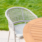 Kalama 4 Seat Round Dining Set with Teak Table in Latte