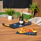 Cloverly 8 Seat Rectangular Dining with Teak Table in Latte