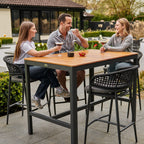 Kalama 4 Seat Rectangular Bar Set with Teak Table in Charcoal