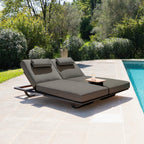 Hatia Double Sun Lounger with Side Table in Charcoal