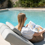 Hatia Single Sun Lounger with Side Table in Latte