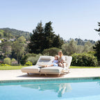 Hatia Double Sun Lounger with Side Table in Latte