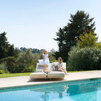 Hatia Double Sun Lounger with Side Table in Latte