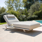 Hatia Single Sun Lounger with Side Table in Latte