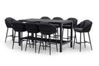 Palma 8 Seat Rope Bar Set with Ceramic Table in Grey
