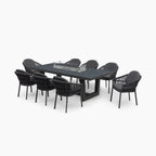 Pello 8 Seat Rectangular Ceramic Firepit Dining Set in Grey
