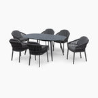 Pello 6 Seat Oval Dining Set with Ceramic Table in Grey