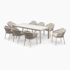 Pello 8 Seat Extending Dining Set with Ceramic Table in Fawn