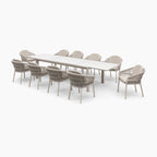 Pello 10 Seat Extending Dining Set with Ceramic Table in Fawn
