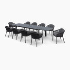 Pello 10 Seat Extending Dining Set with Ceramic Table in Grey