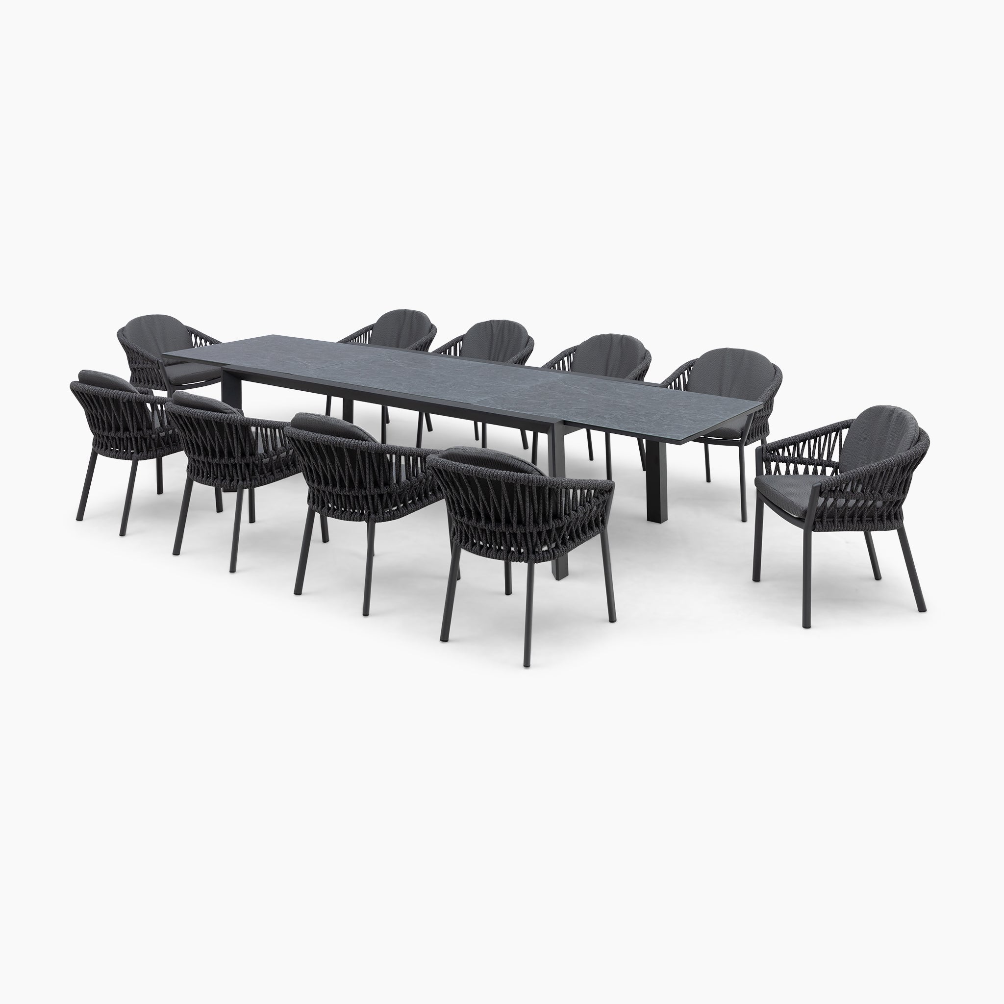 Pello 10 Seat Extending Dining Set with Ceramic Table in Grey