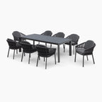 Pello 8 Seat Extending Dining Set with Ceramic Table in Grey