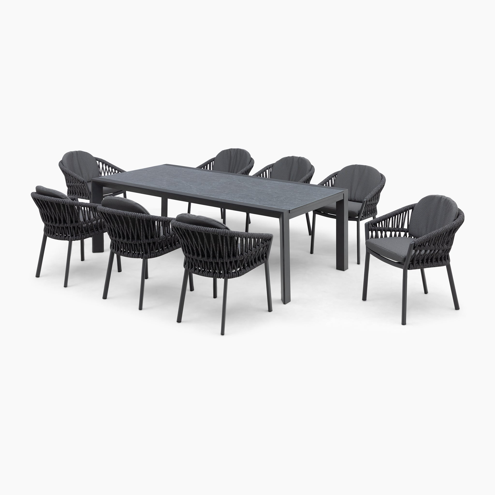 Pello 8 Seat Extending Dining Set with Ceramic Table in Grey