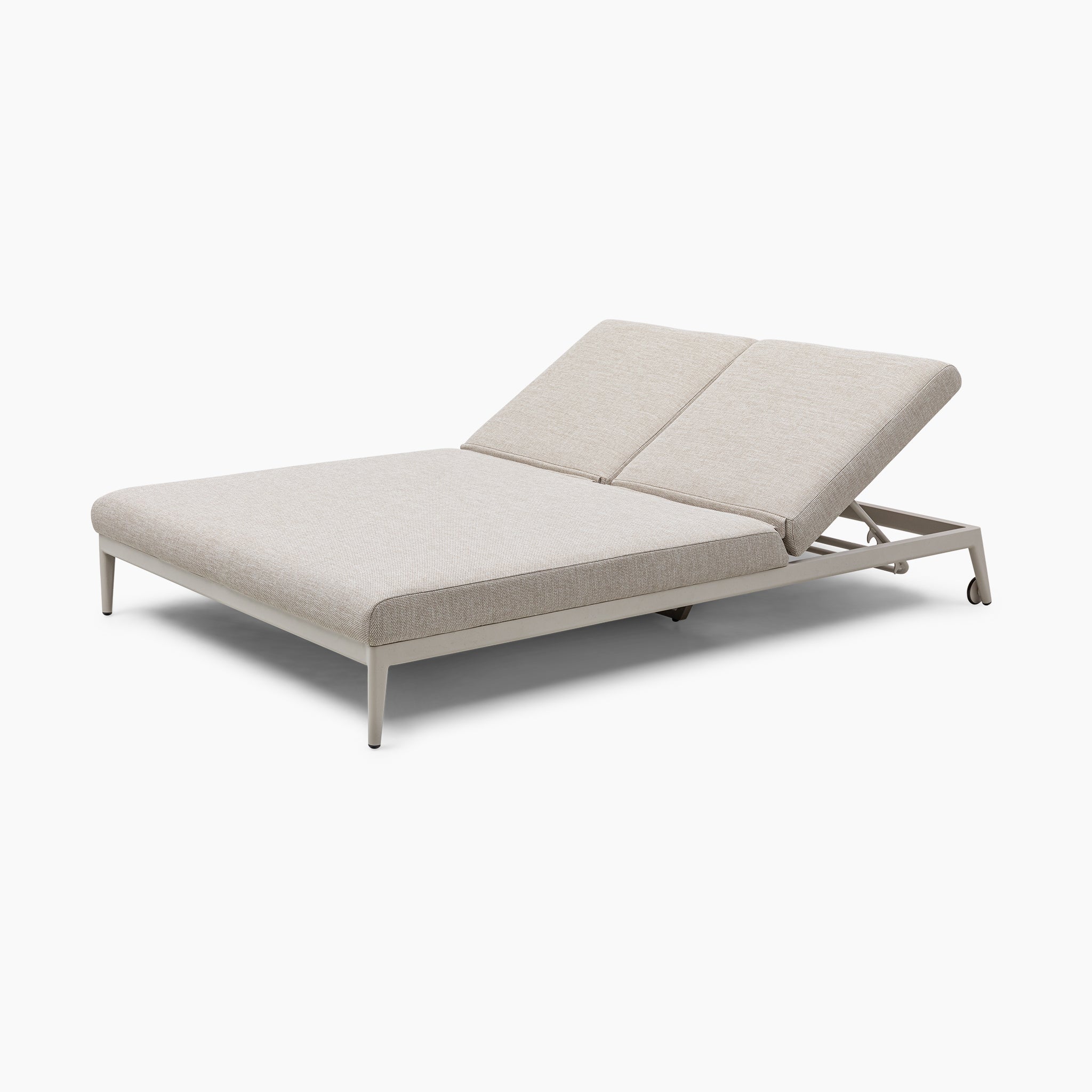 Luna Outdoor Fabric Double Sun Lounger in Fawn