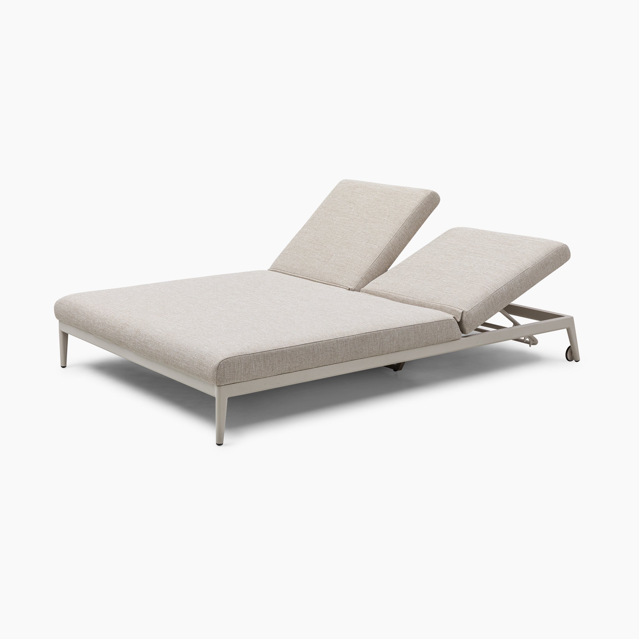 Luna Outdoor Fabric Double Sun Lounger in Fawn