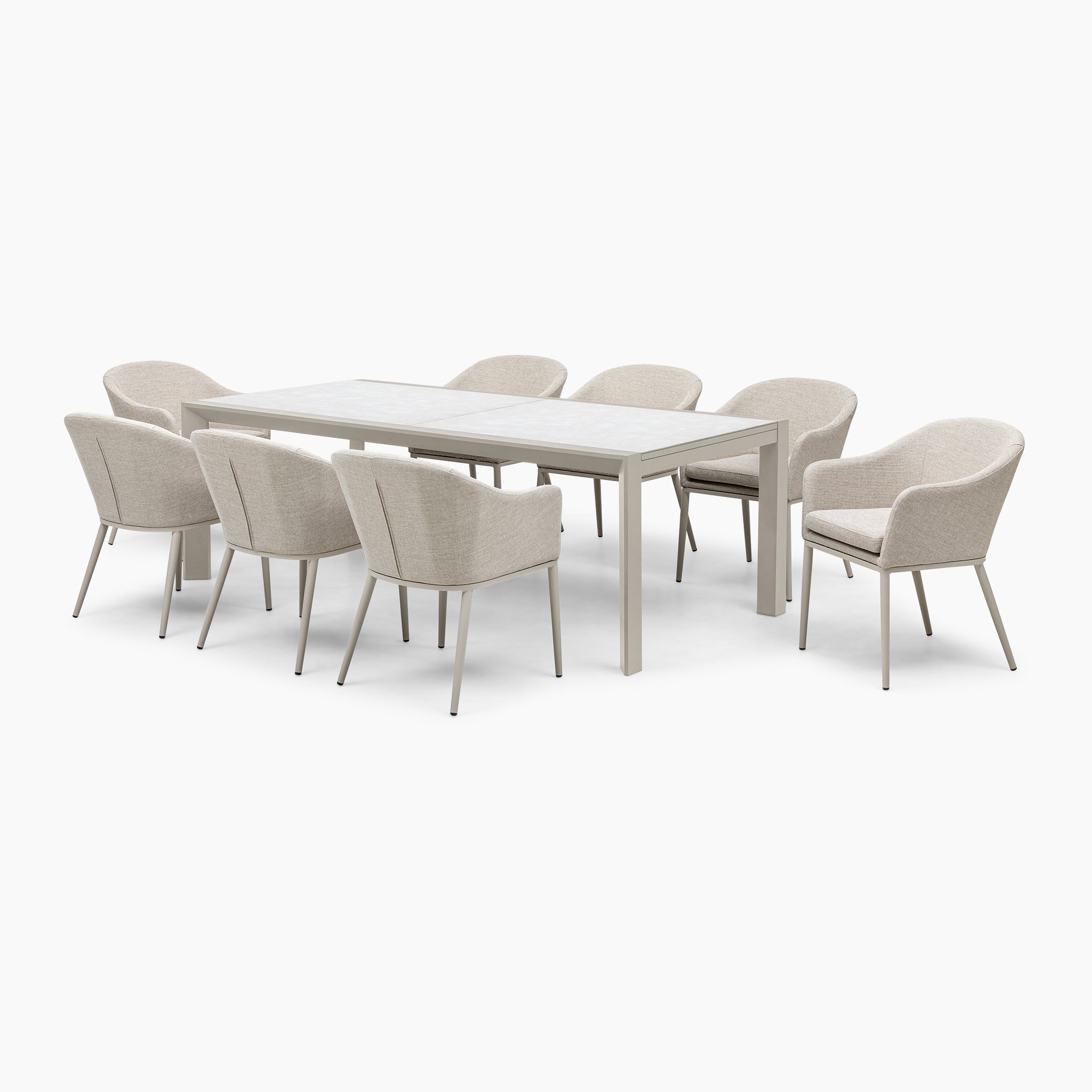 Luna 8 Seat Outdoor Fabric Extending Ceramic Dining Set in Fawn
