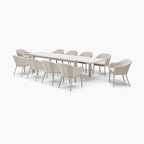 Luna 10 Seat Outdoor Fabric Extending Ceramic Dining Set in Fawn