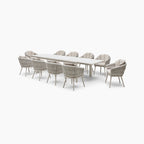 Palma 10 Seat Rope Extending Dining Set in Latte