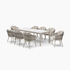 Monterrey 8 Seat Rope Extending Dining Set in Latte