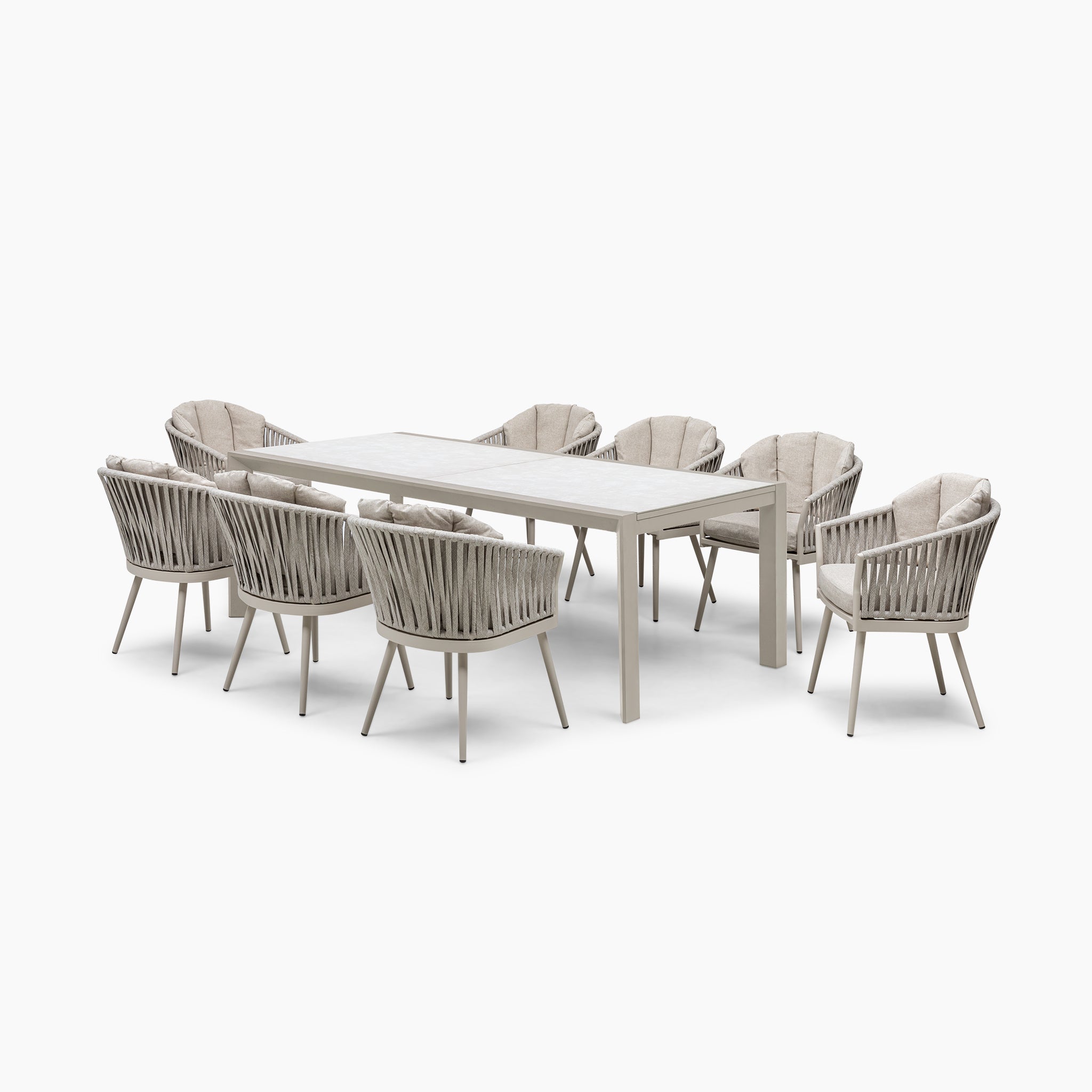Monterrey 8 Seat Rope Extending Dining Set in Latte