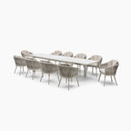 Monterrey 10 Seat Rope Extending Dining Set in Latte