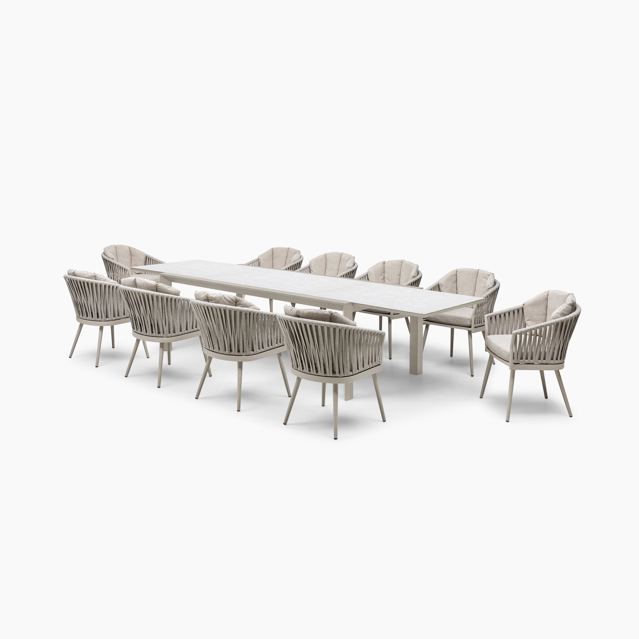 Monterrey 10 Seat Rope Extending Dining Set in Latte