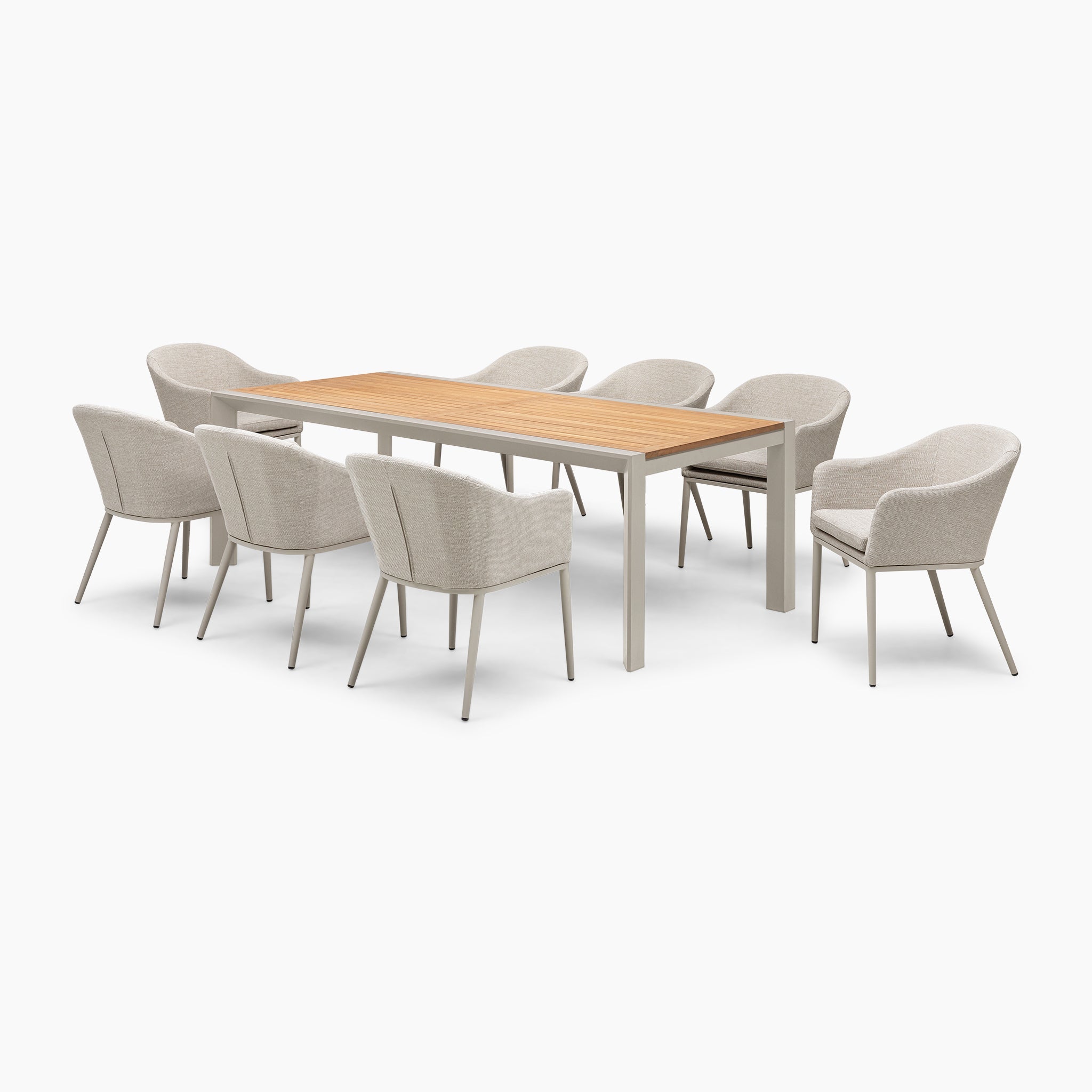 Luna 8 Seat Outdoor Fabric Extending Teak Dining Set in Fawn