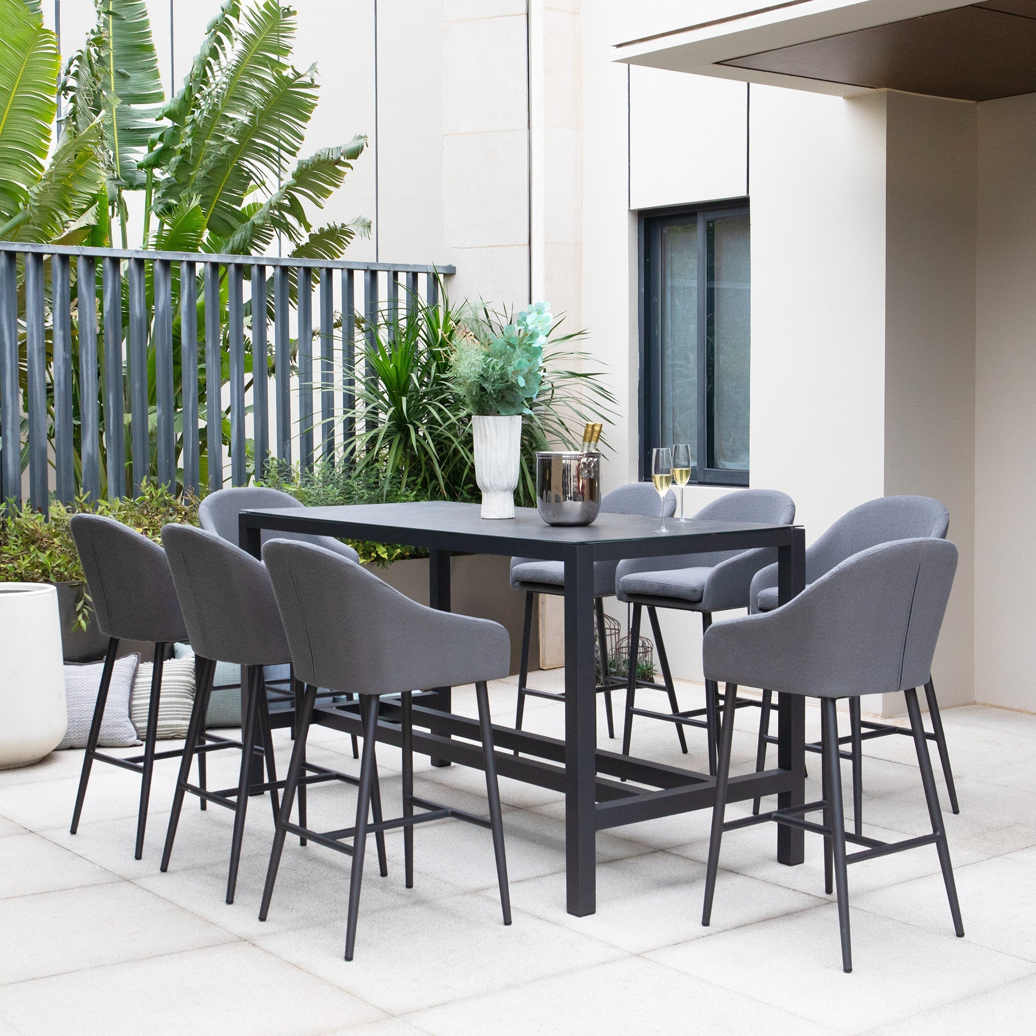 Luna 8 Seat Bar Set in Grey