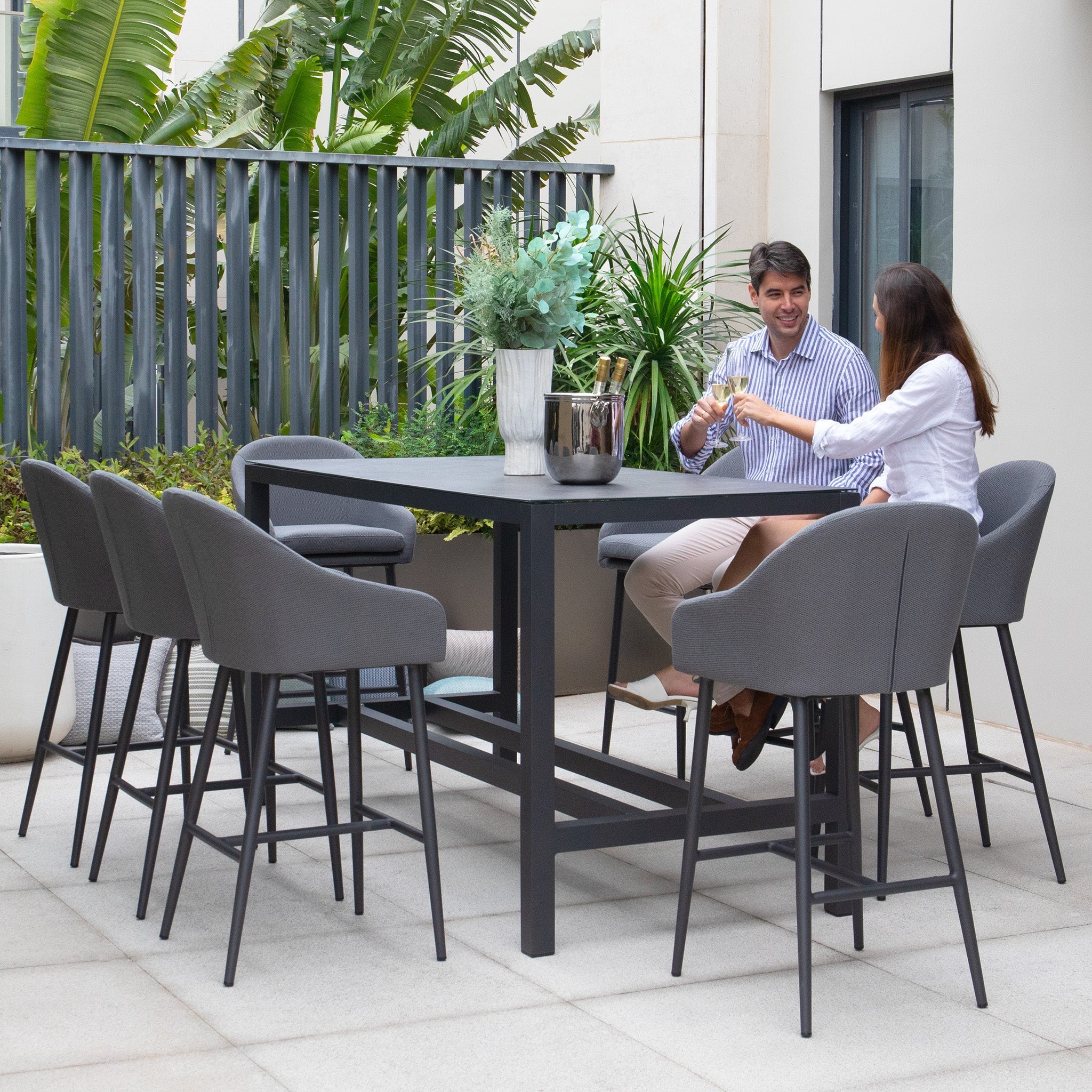 Luna 8 Seat Bar Set in Grey