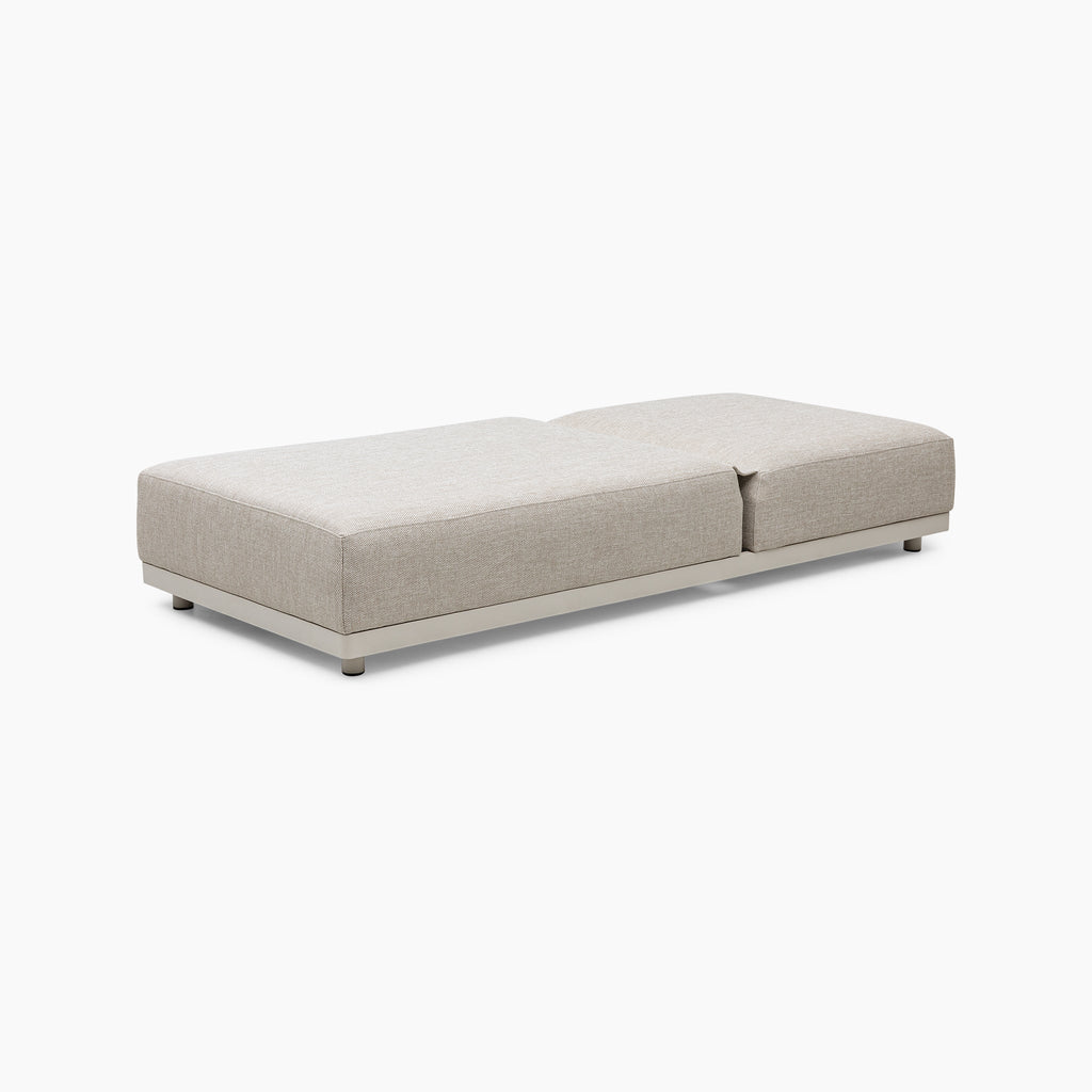 Luna Outdoor Fabric Deluxe Sun Lounger with Bolster Cushion in Fawn