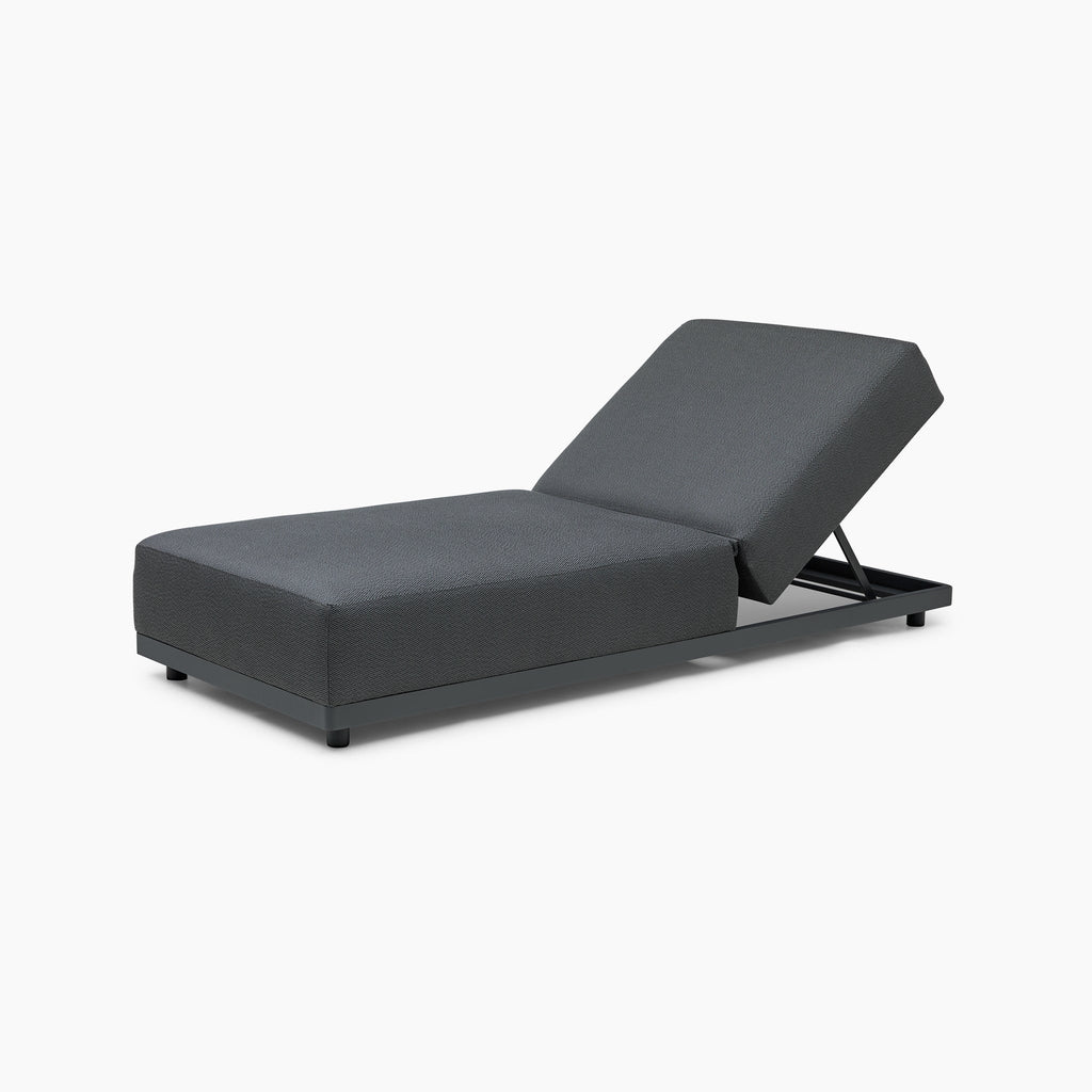 Luna Outdoor Fabric Deluxe Sun Lounger with Bolster Cushion in Grey